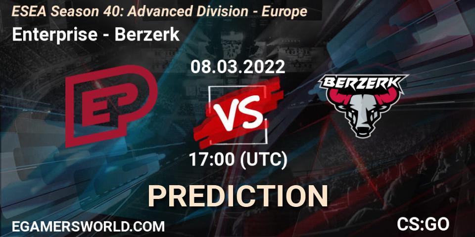 Enterprise vs Berzerk: Betting TIp, Match Prediction. 18.03.22. CS2 (CS:GO), ESEA Season 40: Advanced Division - Europe