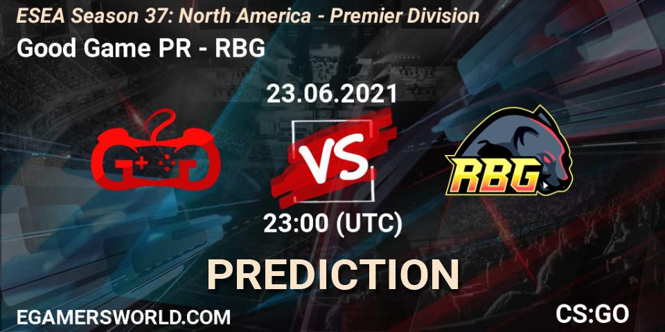 Good Game PR vs RBG: Betting TIp, Match Prediction. 23.06.2021 at 23:00. Counter-Strike (CS2), ESEA Season 37: North America - Premier Division