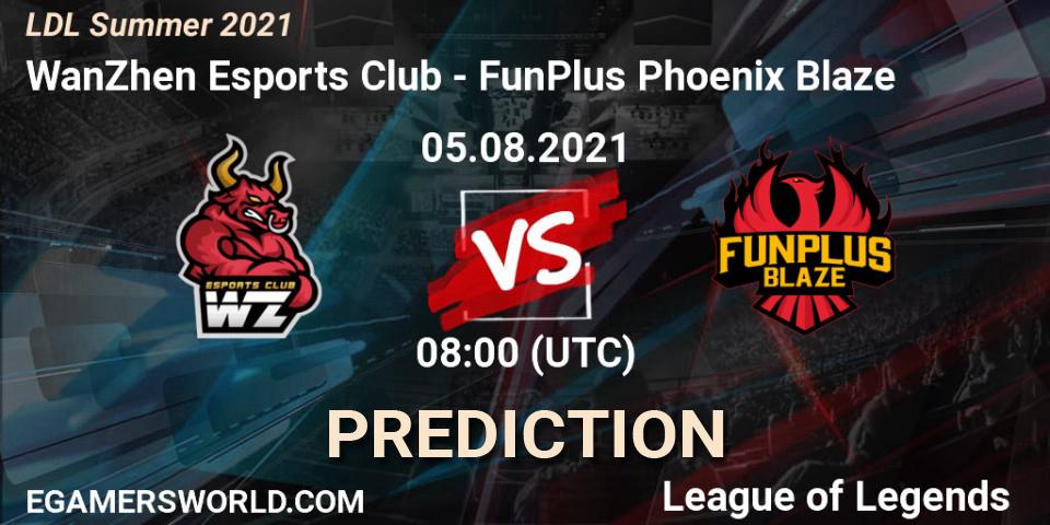 WanZhen Esports Club vs FunPlus Phoenix Blaze: Betting TIp, Match Prediction. 05.08.2021 at 08:30. LoL, LDL Summer 2021