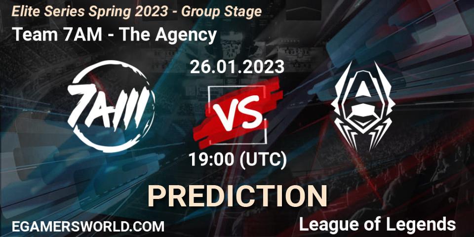 Team 7AM vs The Agency: Betting TIp, Match Prediction. 26.01.2023 at 19:00. LoL, Elite Series Spring 2023 - Group Stage