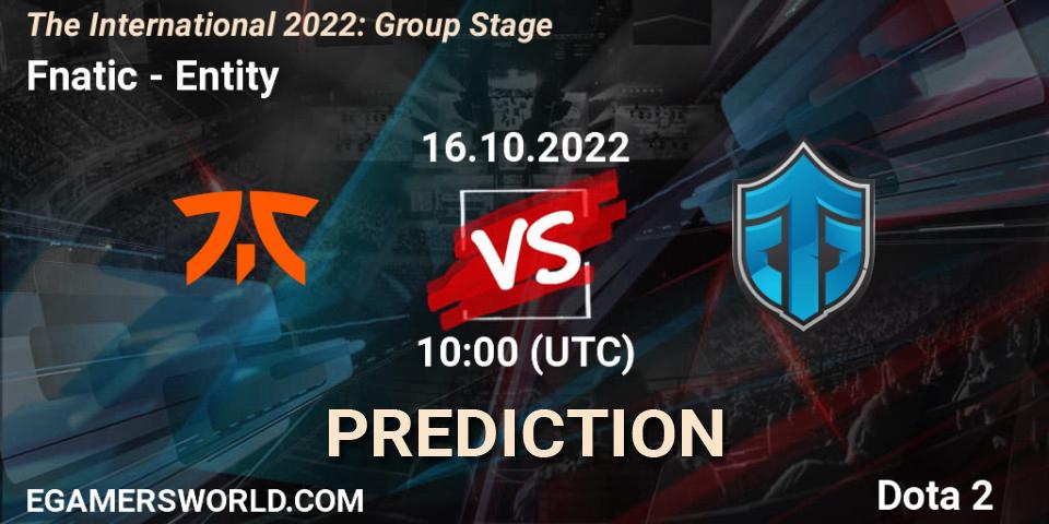 Fnatic vs Entity: Betting TIp, Match Prediction. 16.10.22. Dota 2, The International 2022: Group Stage