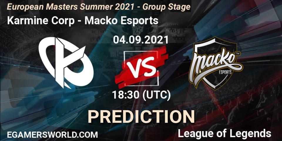 Karmine Corp vs Macko Esports: Betting TIp, Match Prediction. 04.09.2021 at 18:30. LoL, European Masters Summer 2021 - Group Stage