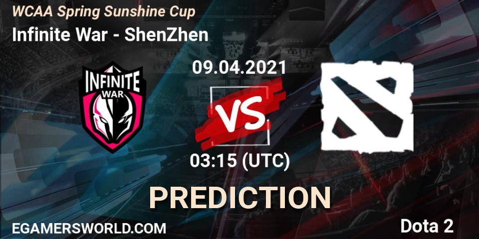 Infinite War vs ShenZhen: Betting TIp, Match Prediction. 09.04.2021 at 03:18. Dota 2, WCAA Spring Sunshine Cup