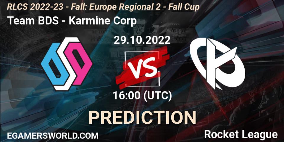 Team BDS vs Karmine Corp: Betting TIp, Match Prediction. 29.10.2022 at 16:00. Rocket League, RLCS 2022-23 - Fall: Europe Regional 2 - Fall Cup