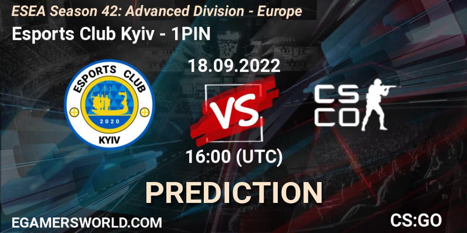 Esports Club Kyiv vs 1PIN: Betting TIp, Match Prediction. 18.09.22. CS2 (CS:GO), ESEA Season 42: Advanced Division - Europe