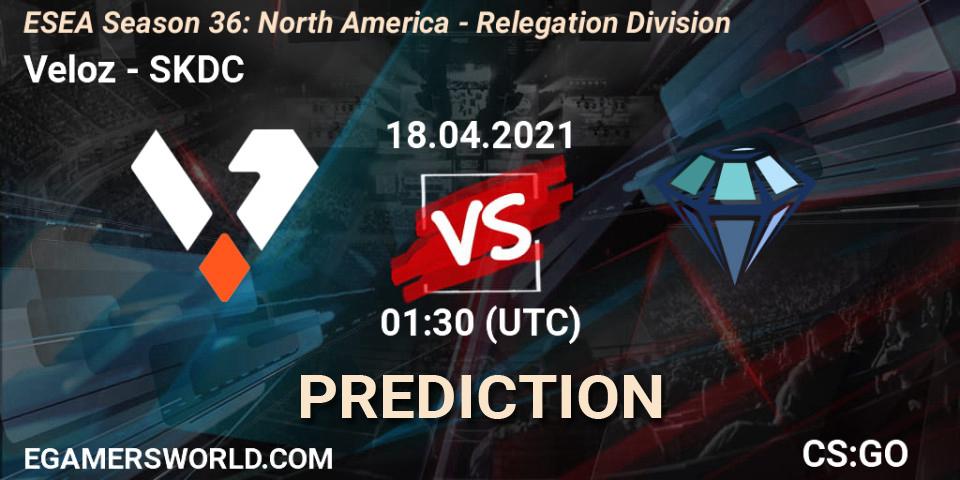 Veloz vs SKDC: Betting TIp, Match Prediction. 18.04.21. CS2 (CS:GO), ESEA Season 36: North America - Relegation Division