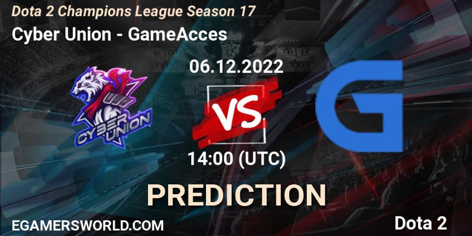 Cyber Union vs GameAcces: Betting TIp, Match Prediction. 06.12.22. Dota 2, Dota 2 Champions League Season 17