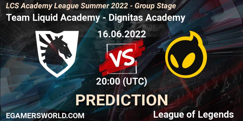 Team Liquid Academy vs Dignitas Academy: Betting TIp, Match Prediction. 16.06.2022 at 20:00. LoL, LCS Academy League Summer 2022 - Group Stage