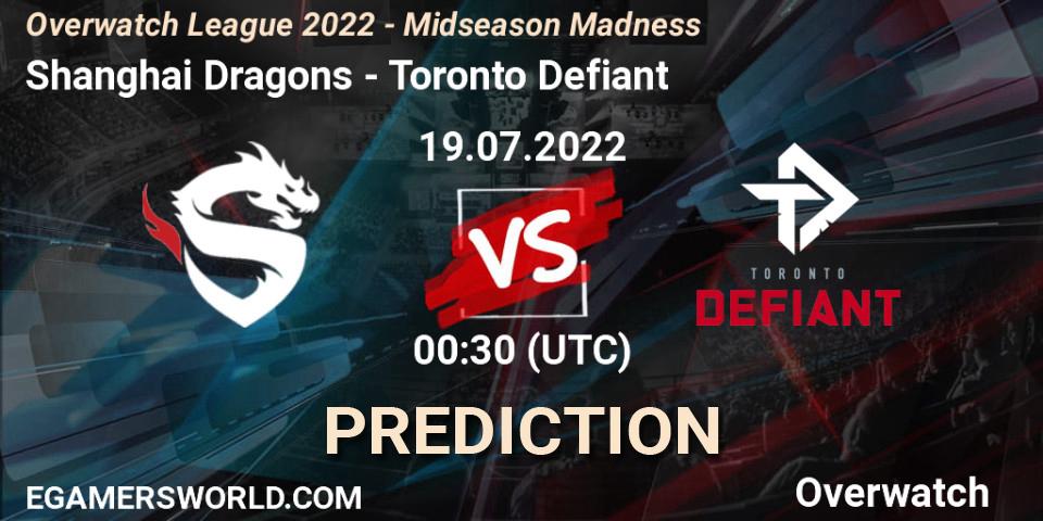 Shanghai Dragons vs Toronto Defiant: Betting TIp, Match Prediction. 19.07.22. Overwatch, Overwatch League 2022 - Midseason Madness
