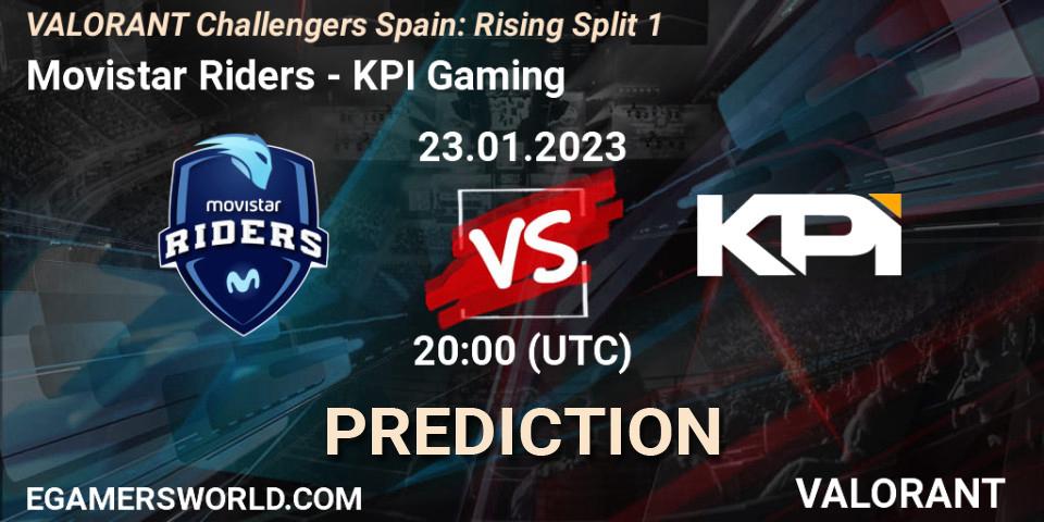 Movistar Riders vs KPI Gaming: Betting TIp, Match Prediction. 23.01.2023 at 20:25. VALORANT, VALORANT Challengers 2023 Spain: Rising Split 1