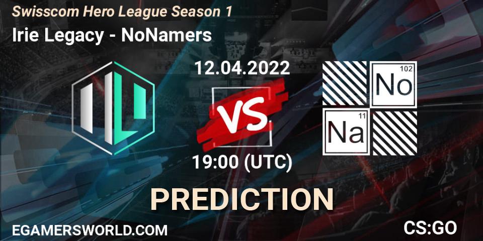 Irie Legacy vs NoNamers: Betting TIp, Match Prediction. 12.04.2022 at 19:00. Counter-Strike (CS2), Swisscom Hero League Season 1