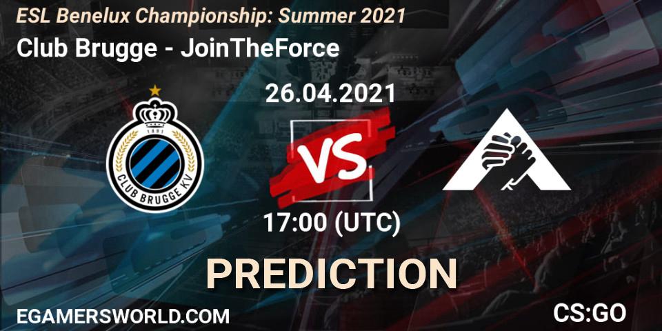 Club Brugge vs JoinTheForce: Betting TIp, Match Prediction. 26.04.2021 at 17:00. Counter-Strike (CS2), ESL Benelux Championship: Summer 2021