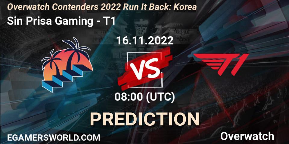 Sin Prisa Gaming vs T1: Betting TIp, Match Prediction. 16.11.22. Overwatch, Overwatch Contenders 2022 Run It Back: Korea