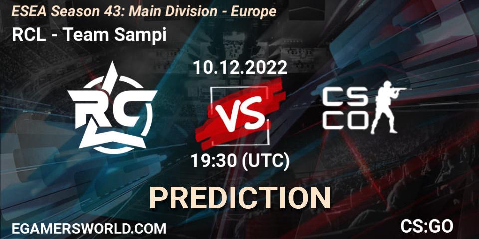 RCL vs Team Sampi: Betting TIp, Match Prediction. 10.12.2022 at 19:30. Counter-Strike (CS2), ESEA Season 43: Main Division - Europe