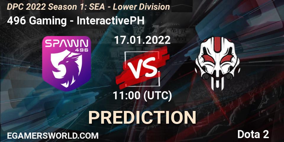 496 Gaming vs InteractivePH: Betting TIp, Match Prediction. 17.01.22. Dota 2, DPC 2022 Season 1: SEA - Lower Division