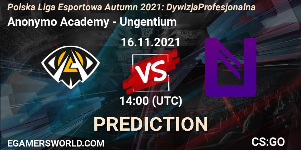 Anonymo Academy vs Ungentium: Betting TIp, Match Prediction. 16.11.2021 at 14:00. Counter-Strike (CS2), Polska Liga Esportowa Autumn 2021: Dywizja Profesjonalna