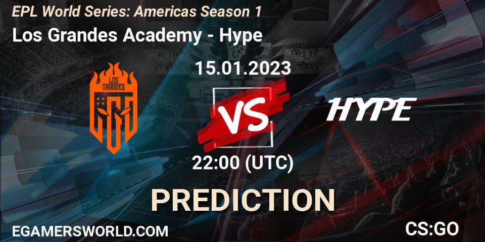 Los Grandes Academy vs Hype: Betting TIp, Match Prediction. 16.01.2023 at 00:30. Counter-Strike (CS2), EPL World Series: Americas Season 1