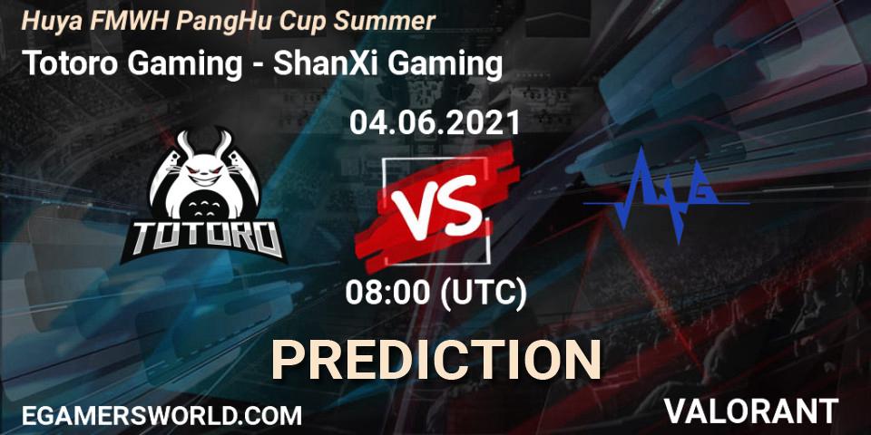 Totoro Gaming vs ShanXi Gaming: Betting TIp, Match Prediction. 04.06.2021 at 08:00. VALORANT, Huya FMWH PangHu Cup Summer