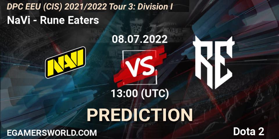 NaVi vs Rune Eaters: Betting TIp, Match Prediction. 08.07.2022 at 13:00. Dota 2, DPC EEU (CIS) 2021/2022 Tour 3: Division I