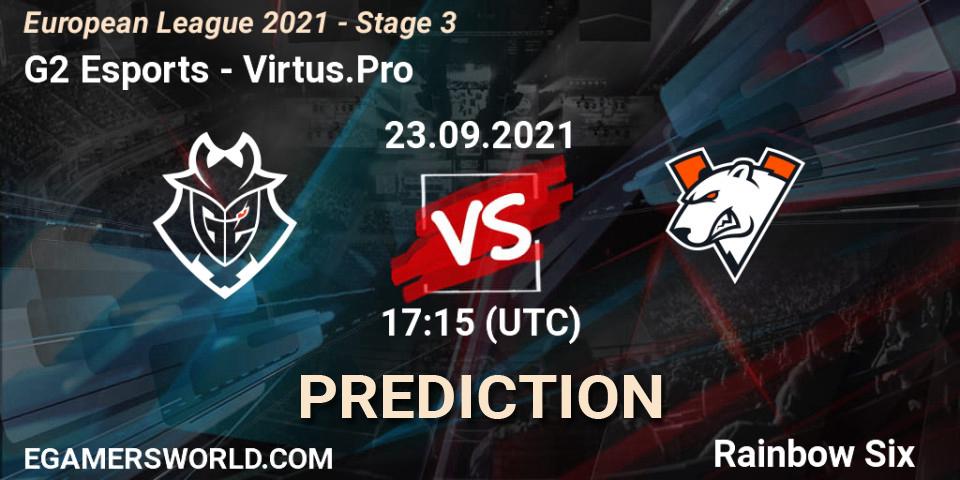 G2 Esports vs Virtus.Pro: Betting TIp, Match Prediction. 23.09.2021 at 17:15. Rainbow Six, European League 2021 - Stage 3