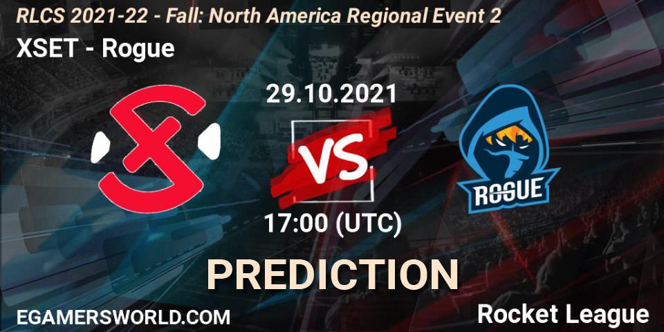 XSET vs Rogue: Betting TIp, Match Prediction. 29.10.2021 at 17:00. Rocket League, RLCS 2021-22 - Fall: North America Regional Event 2