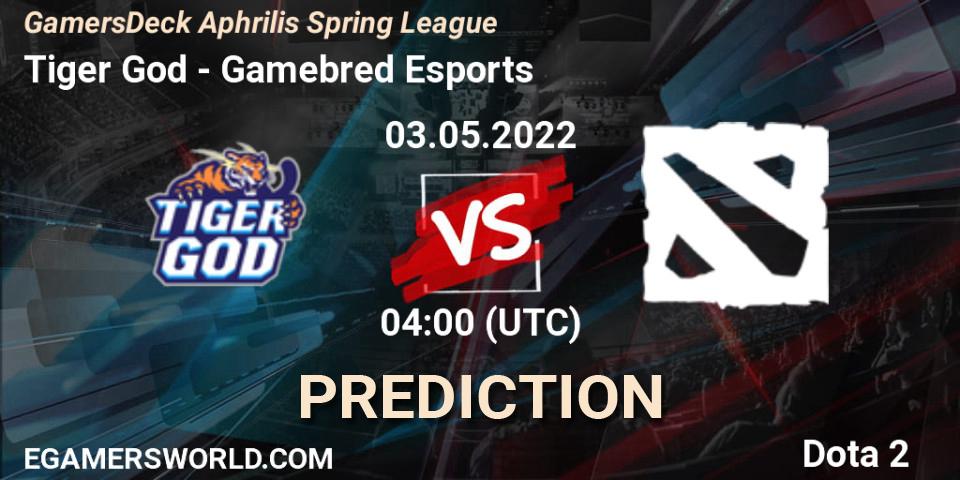Tiger God vs Gamebred Esports: Betting TIp, Match Prediction. 03.05.2022 at 03:56. Dota 2, GamersDeck Aphrilis Spring League