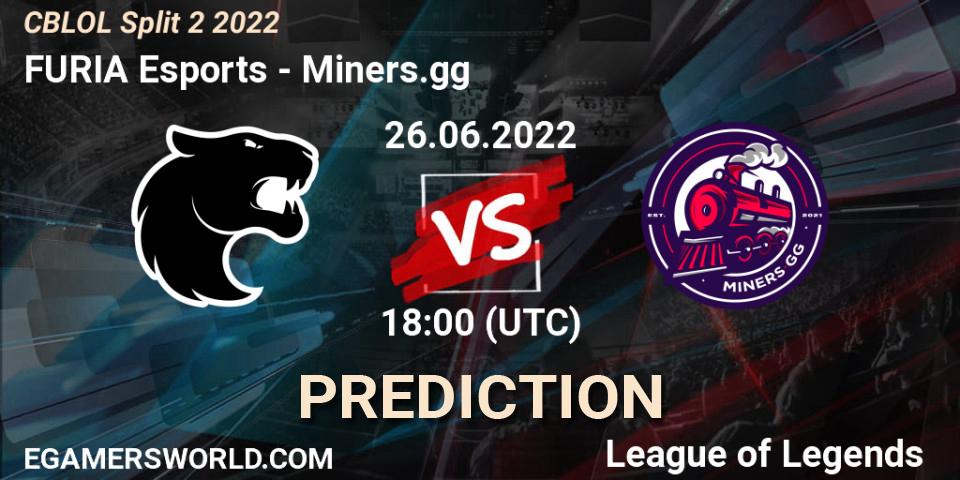 FURIA Esports vs Miners.gg: Betting TIp, Match Prediction. 26.06.2022 at 19:30. LoL, CBLOL Split 2 2022