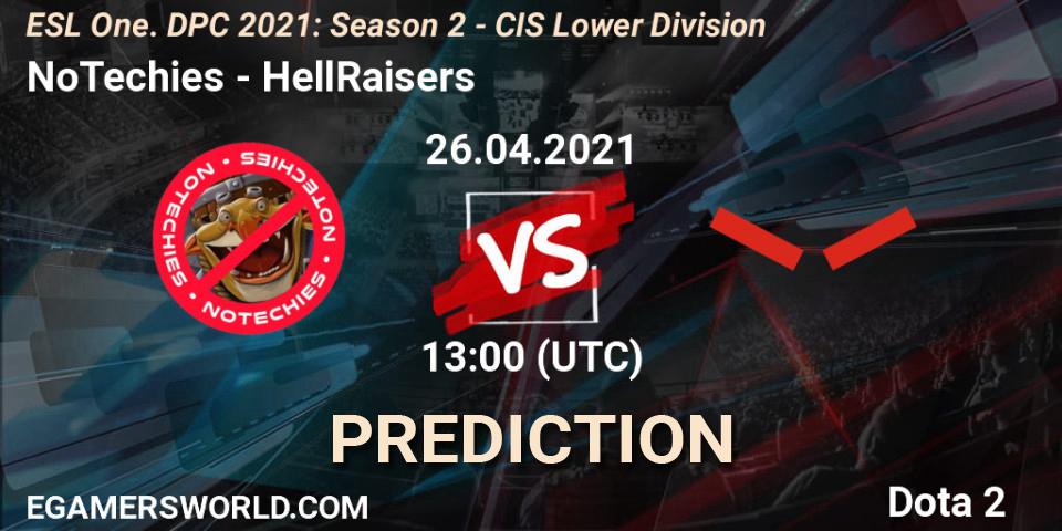 NoTechies vs HellRaisers: Betting TIp, Match Prediction. 26.04.2021 at 12:57. Dota 2, ESL One. DPC 2021: Season 2 - CIS Lower Division