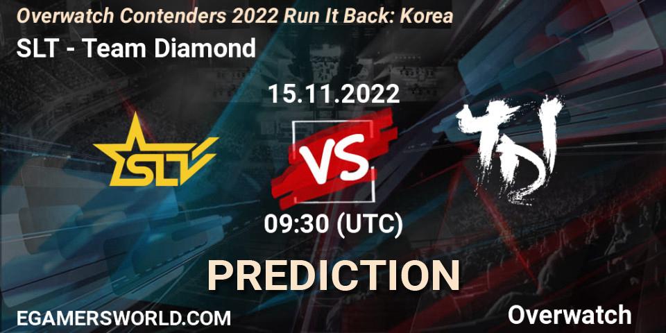 SLT vs Team Diamond: Betting TIp, Match Prediction. 15.11.2022 at 09:30. Overwatch, Overwatch Contenders 2022 Run It Back: Korea