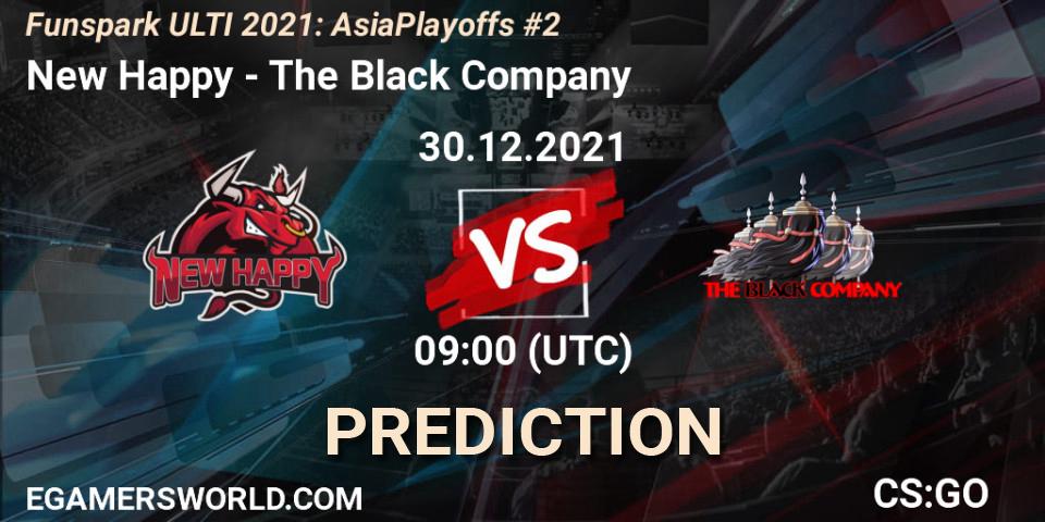 New Happy vs The Black Company: Betting TIp, Match Prediction. 30.12.2021 at 09:00. Counter-Strike (CS2), Funspark ULTI 2021 Asia Playoffs 2