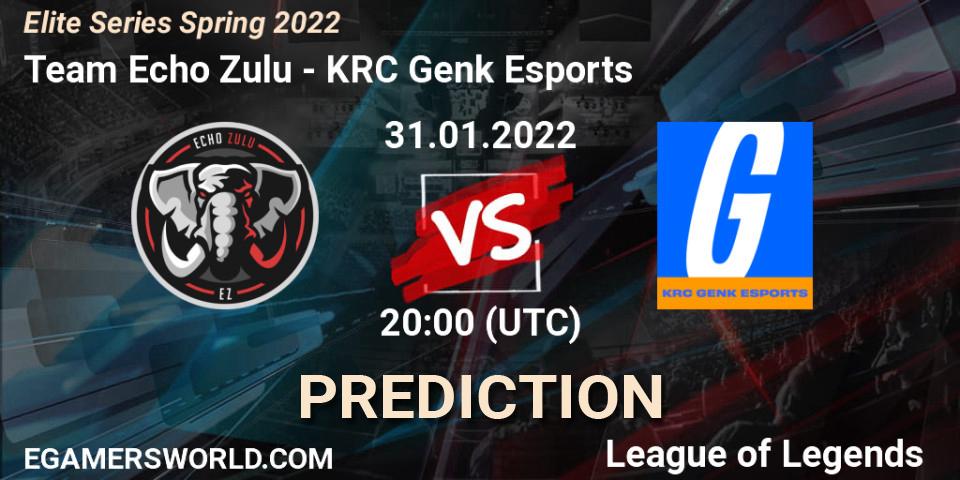 Team Echo Zulu vs KRC Genk Esports: Betting TIp, Match Prediction. 31.01.2022 at 20:00. LoL, Elite Series Spring 2022