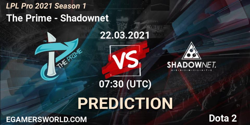 The Prime vs Shadownet: Betting TIp, Match Prediction. 22.03.2021 at 07:38. Dota 2, LPL Pro 2021 Season 1