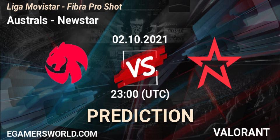Australs vs Newstar: Betting TIp, Match Prediction. 02.10.2021 at 21:00. VALORANT, Liga Movistar - Fibra Pro Shot