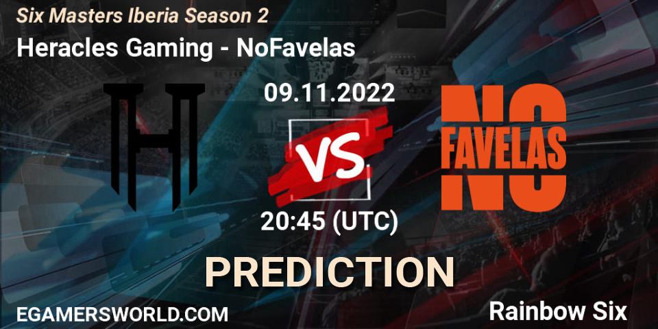 Heracles Gaming vs NoFavelas: Betting TIp, Match Prediction. 09.11.2022 at 20:45. Rainbow Six, Six Masters Iberia Season 2