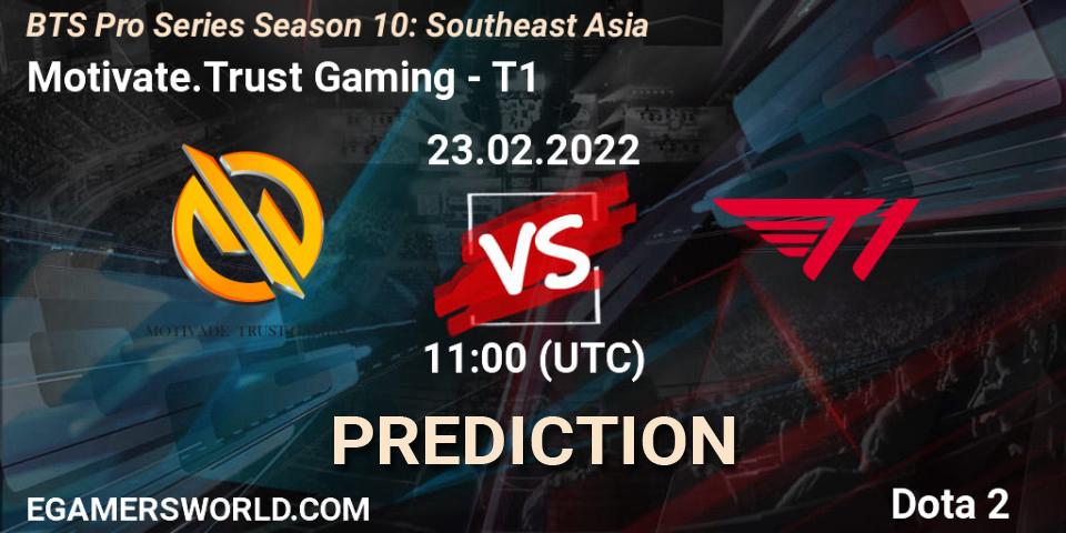 Motivate.Trust Gaming vs T1: Betting TIp, Match Prediction. 23.02.2022 at 11:17. Dota 2, BTS Pro Series Season 10: Southeast Asia