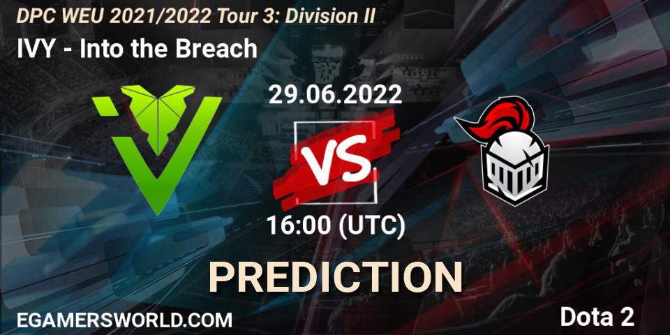 IVY vs Into the Breach: Betting TIp, Match Prediction. 29.06.2022 at 16:10. Dota 2, DPC WEU 2021/2022 Tour 3: Division II
