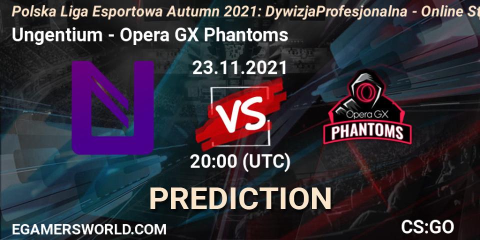 Ungentium vs Opera GX Phantoms: Betting TIp, Match Prediction. 23.11.2021 at 20:00. Counter-Strike (CS2), Polska Liga Esportowa Autumn 2021: Dywizja Profesjonalna - Online Stage
