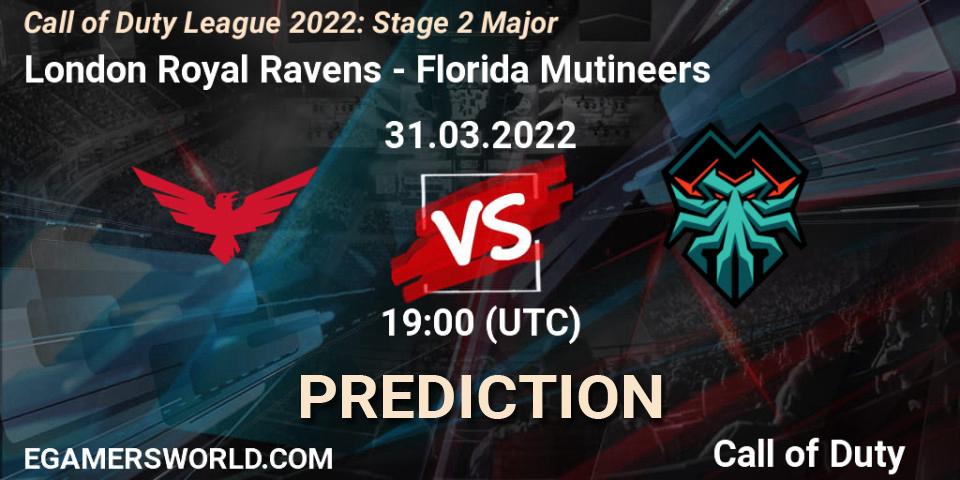 London Royal Ravens vs Florida Mutineers: Betting TIp, Match Prediction. 31.03.2022 at 19:00. Call of Duty, Call of Duty League 2022: Stage 2 Major