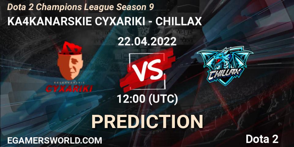 KA4KANARSKIE CYXARIKI vs CHILLAX: Betting TIp, Match Prediction. 22.04.22. Dota 2, Dota 2 Champions League Season 9