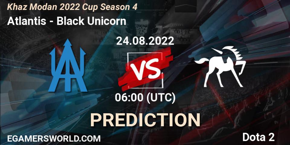 Atlantis vs Black Unicorn: Betting TIp, Match Prediction. 24.08.2022 at 06:31. Dota 2, Khaz Modan 2022 Cup Season 4