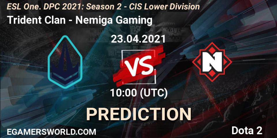 Trident Clan vs Nemiga Gaming: Betting TIp, Match Prediction. 23.04.2021 at 09:55. Dota 2, ESL One. DPC 2021: Season 2 - CIS Lower Division