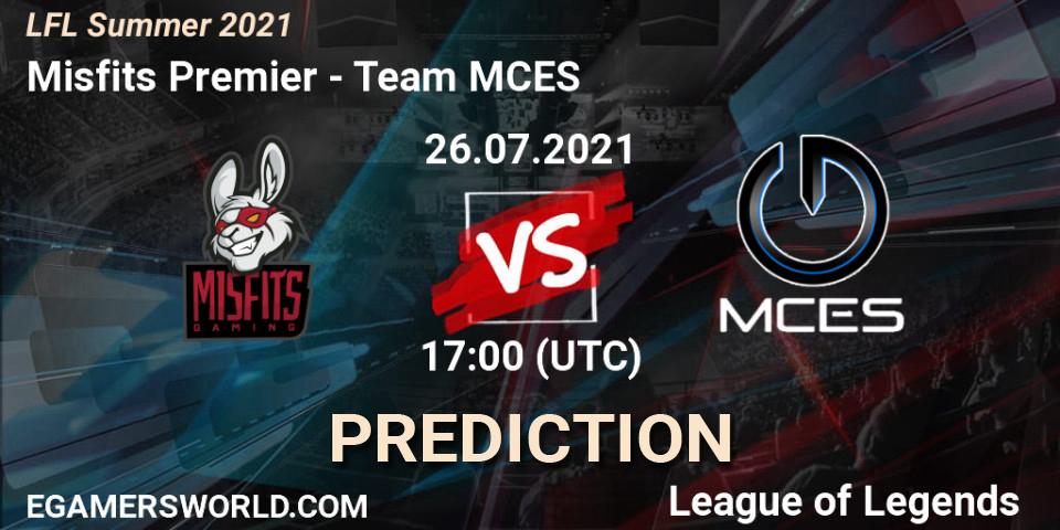 Misfits Premier vs Team MCES: Betting TIp, Match Prediction. 26.07.21. LoL, LFL Summer 2021