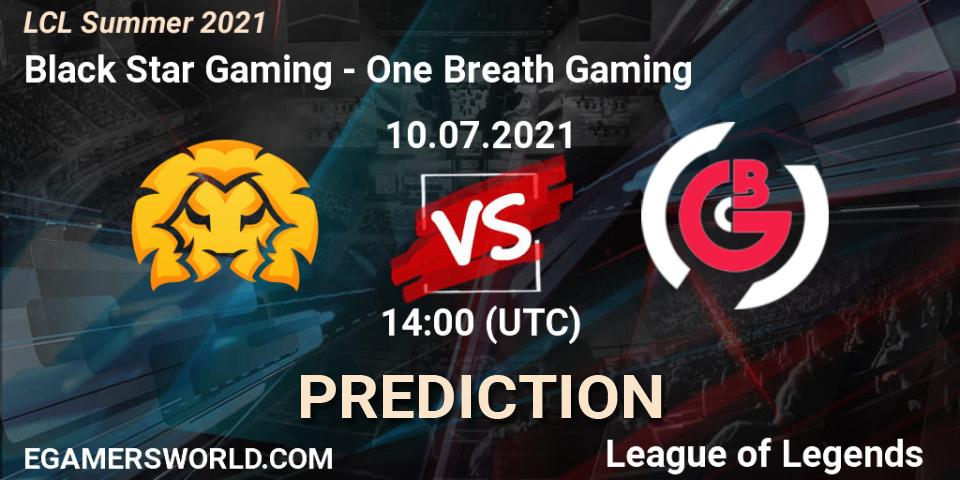 Black Star Gaming vs One Breath Gaming: Betting TIp, Match Prediction. 10.07.2021 at 14:00. LoL, LCL Summer 2021