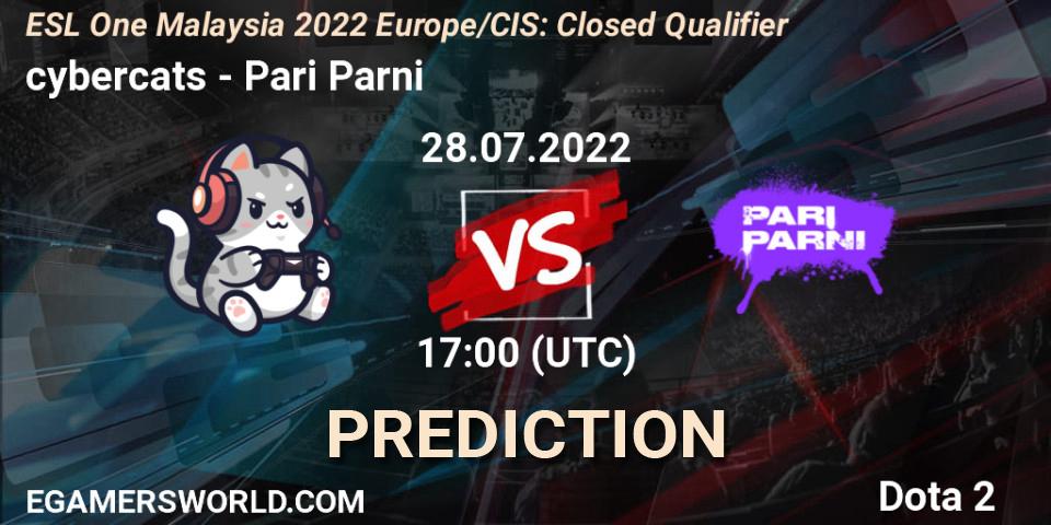 cybercats vs Pari Parni: Betting TIp, Match Prediction. 28.07.2022 at 17:01. Dota 2, ESL One Malaysia 2022 Europe/CIS: Closed Qualifier