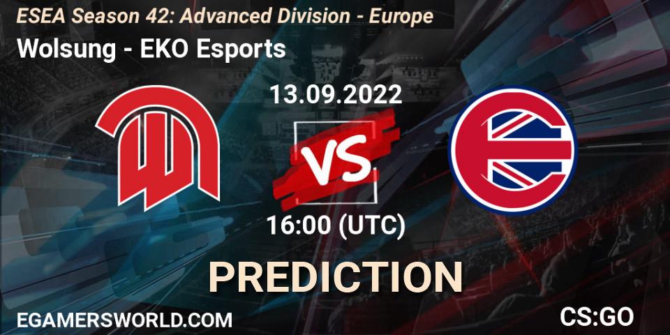 Wolsung vs EKO Esports: Betting TIp, Match Prediction. 13.09.2022 at 16:00. Counter-Strike (CS2), ESEA Season 42: Advanced Division - Europe