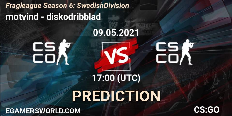 motvind vs diskodribblad: Betting TIp, Match Prediction. 09.05.2021 at 17:00. Counter-Strike (CS2), Fragleague Season 6: Swedish Division