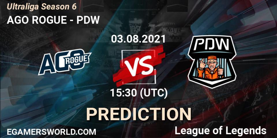 AGO ROGUE vs PDW: Betting TIp, Match Prediction. 03.08.2021 at 15:30. LoL, Ultraliga Season 6