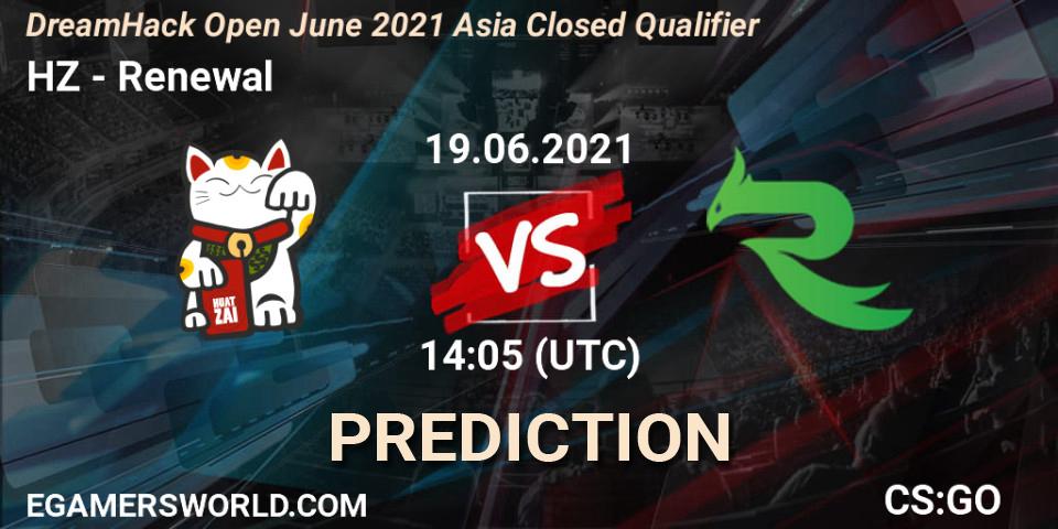 HZ vs Renewal: Betting TIp, Match Prediction. 19.06.21. CS2 (CS:GO), DreamHack Open June 2021 Asia Closed Qualifier