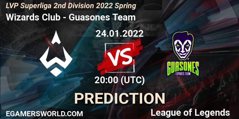 Wizards Club vs Guasones Team: Betting TIp, Match Prediction. 25.01.2022 at 19:00. LoL, LVP Superliga 2nd Division 2022 Spring