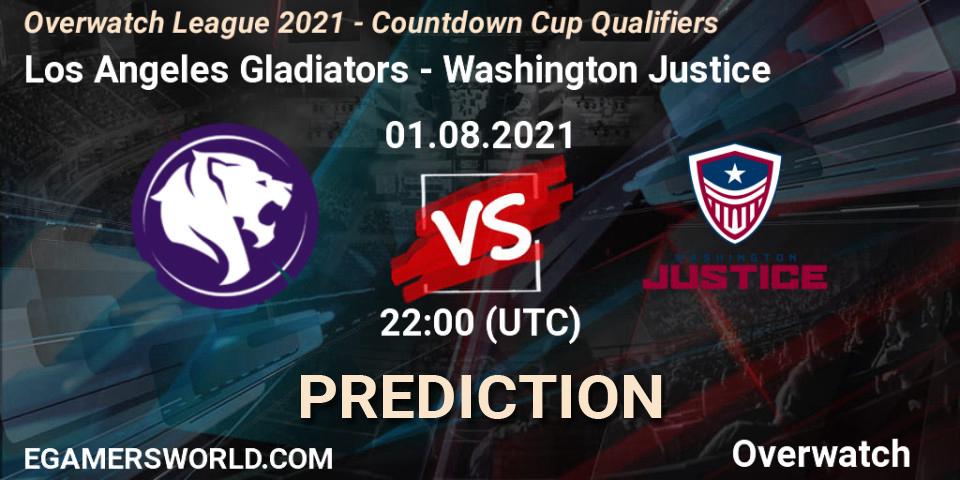 Los Angeles Gladiators vs Washington Justice: Betting TIp, Match Prediction. 01.08.21. Overwatch, Overwatch League 2021 - Countdown Cup Qualifiers